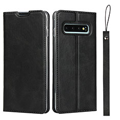 Leather Case Stands Flip Cover T05 Holder for Samsung Galaxy S10 5G Black