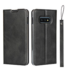 Leather Case Stands Flip Cover T05 Holder for Samsung Galaxy S10e Black