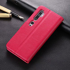 Leather Case Stands Flip Cover T05 Holder for Xiaomi Mi Note 10 Hot Pink