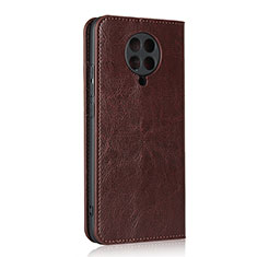 Leather Case Stands Flip Cover T05 Holder for Xiaomi Poco F2 Pro Brown