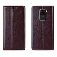 Leather Case Stands Flip Cover T05 Holder for Xiaomi Redmi 10X 4G Brown