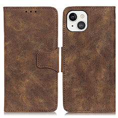 Leather Case Stands Flip Cover T06 Holder for Apple iPhone 13 Brown