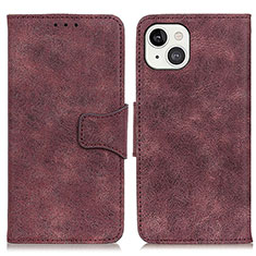 Leather Case Stands Flip Cover T06 Holder for Apple iPhone 13 Mini Purple