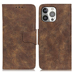 Leather Case Stands Flip Cover T06 Holder for Apple iPhone 13 Pro Max Brown