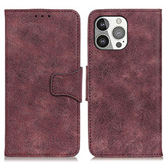 Leather Case Stands Flip Cover T06 Holder for Apple iPhone 13 Pro Max Purple