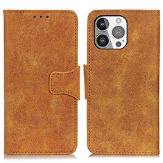 Leather Case Stands Flip Cover T06 Holder for Apple iPhone 13 Pro Orange