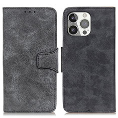 Leather Case Stands Flip Cover T06 Holder for Apple iPhone 14 Pro Black