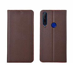 Leather Case Stands Flip Cover T06 Holder for Huawei Honor 20 Lite Brown