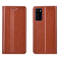 Leather Case Stands Flip Cover T06 Holder for Huawei Honor V30 5G Orange