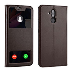 Leather Case Stands Flip Cover T06 Holder for Huawei Mate 20 Lite Brown