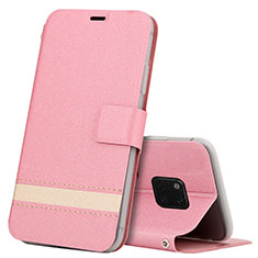 Leather Case Stands Flip Cover T06 Holder for Huawei Mate 20 Pro Pink