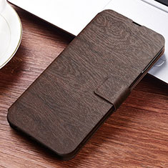 Leather Case Stands Flip Cover T06 Holder for Huawei Nova 4e Brown