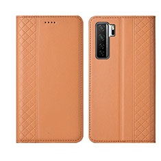 Leather Case Stands Flip Cover T06 Holder for Huawei Nova 7 SE 5G Orange