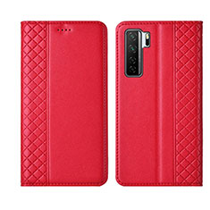 Leather Case Stands Flip Cover T06 Holder for Huawei Nova 7 SE 5G Red