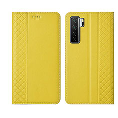Leather Case Stands Flip Cover T06 Holder for Huawei Nova 7 SE 5G Yellow