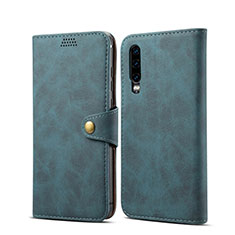 Leather Case Stands Flip Cover T06 Holder for Huawei P30 Blue