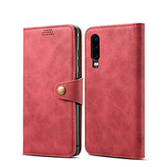 Leather Case Stands Flip Cover T06 Holder for Huawei P30 Red