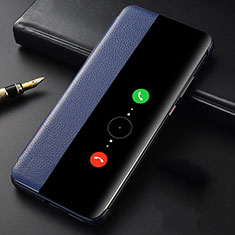 Leather Case Stands Flip Cover T06 Holder for Huawei P40 Pro Blue