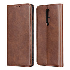 Leather Case Stands Flip Cover T06 Holder for OnePlus 8 Brown