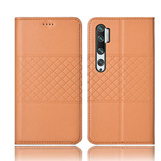 Leather Case Stands Flip Cover T06 Holder for Xiaomi Mi Note 10 Pro Orange