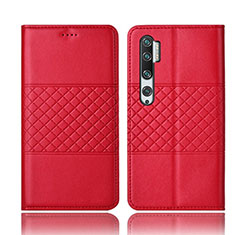 Leather Case Stands Flip Cover T06 Holder for Xiaomi Mi Note 10 Pro Red