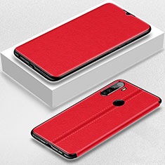 Leather Case Stands Flip Cover T06 Holder for Xiaomi Redmi Note 8 (2021) Red