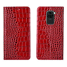 Leather Case Stands Flip Cover T06 Holder for Xiaomi Redmi Note 9 Red