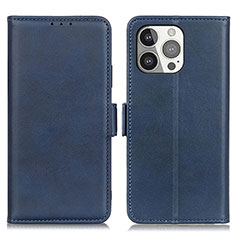 Leather Case Stands Flip Cover T07 Holder for Apple iPhone 13 Pro Blue