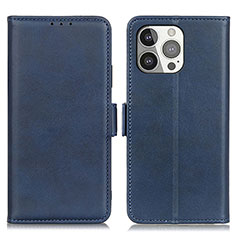 Leather Case Stands Flip Cover T07 Holder for Apple iPhone 14 Pro Blue