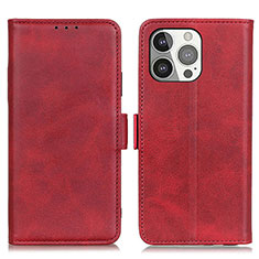 Leather Case Stands Flip Cover T07 Holder for Apple iPhone 14 Pro Max Red