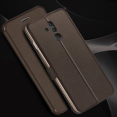 Leather Case Stands Flip Cover T07 Holder for Huawei Mate 20 Lite Brown