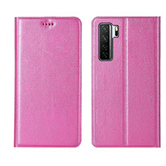 Leather Case Stands Flip Cover T07 Holder for Huawei Nova 7 SE 5G Pink
