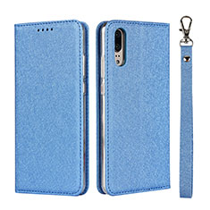 Leather Case Stands Flip Cover T07 Holder for Huawei P20 Blue