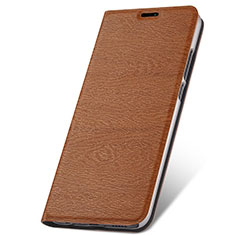 Leather Case Stands Flip Cover T07 Holder for Huawei P20 Lite (2019) Brown
