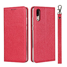 Leather Case Stands Flip Cover T07 Holder for Huawei P20 Red