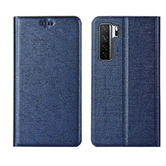 Leather Case Stands Flip Cover T07 Holder for Huawei P40 Lite 5G Blue