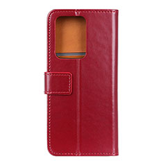 Leather Case Stands Flip Cover T07 Holder for Huawei P40 Pro+ Plus Red Wine