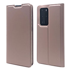Leather Case Stands Flip Cover T07 Holder for Huawei P40 Pro Rose Gold