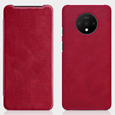 Leather Case Stands Flip Cover T07 Holder for OnePlus 7T Red