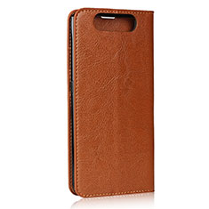 Leather Case Stands Flip Cover T07 Holder for Samsung Galaxy A80 Orange