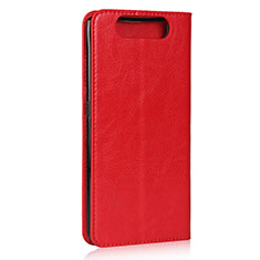 Leather Case Stands Flip Cover T07 Holder for Samsung Galaxy A80 Red