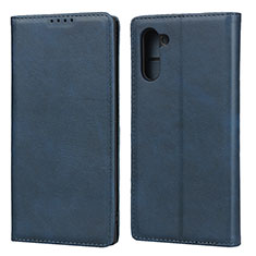 Leather Case Stands Flip Cover T07 Holder for Samsung Galaxy Note 10 Blue