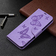 Leather Case Stands Flip Cover T07 Holder for Samsung Galaxy Note 20 5G Purple
