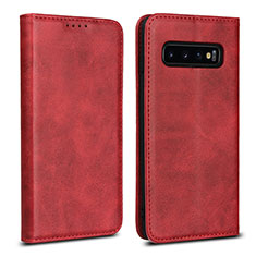 Leather Case Stands Flip Cover T07 Holder for Samsung Galaxy S10 5G Red