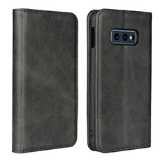 Leather Case Stands Flip Cover T07 Holder for Samsung Galaxy S10e Black