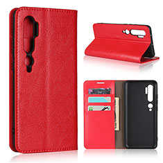 Leather Case Stands Flip Cover T07 Holder for Xiaomi Mi Note 10 Pro Red
