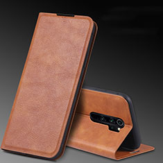 Leather Case Stands Flip Cover T07 Holder for Xiaomi Redmi Note 8 Pro Brown