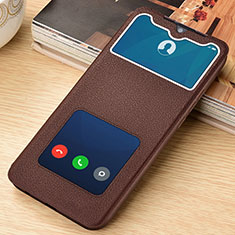 Leather Case Stands Flip Cover T07 Holder for Xiaomi Redmi Note 8T Brown
