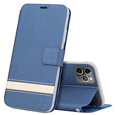 Leather Case Stands Flip Cover T08 Holder for Apple iPhone 11 Pro Blue