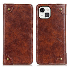 Leather Case Stands Flip Cover T08 Holder for Apple iPhone 13 Brown